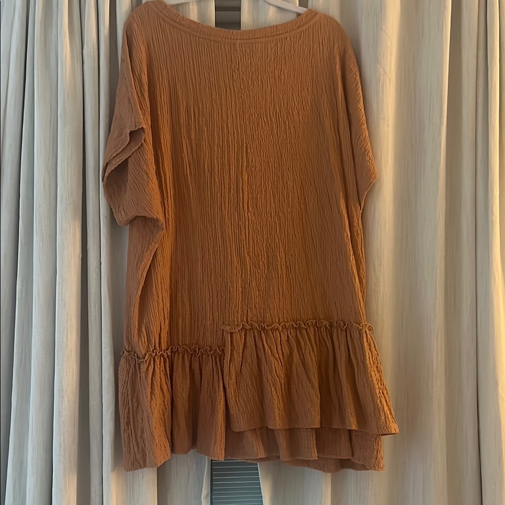 Women's Orange Ruffle Hem Top - Picture 3 of 6